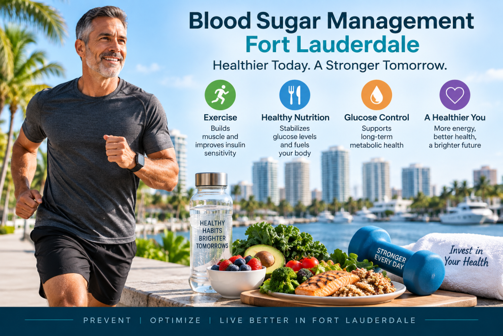 Blood sugar management Fort Lauderdale through exercise, healthy nutrition, and glucose control