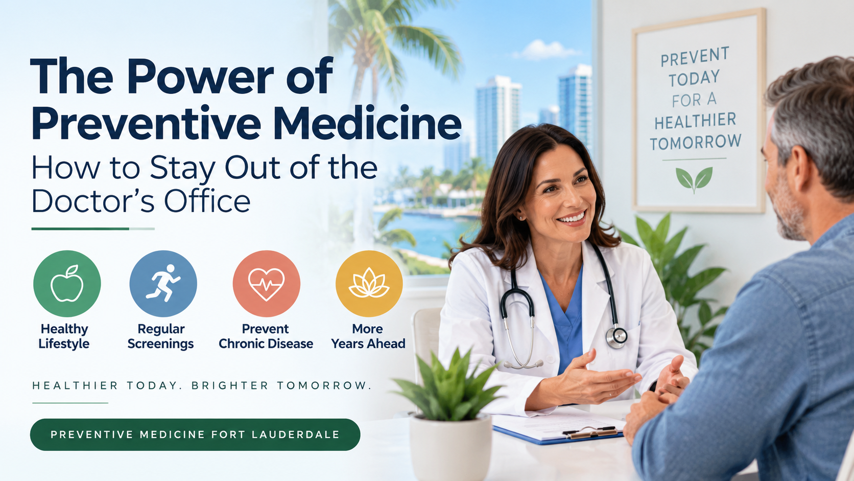 Preventive medicine Fort Lauderdale doctor discussing healthy lifestyle and disease prevention with a patient
