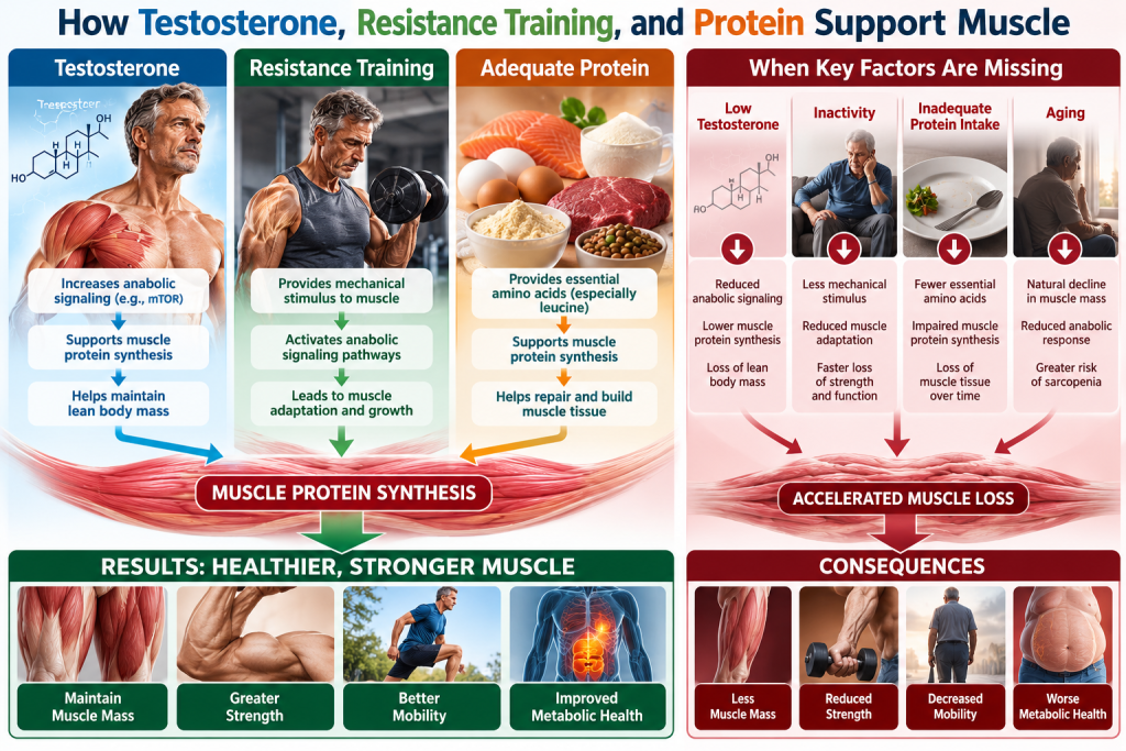 Low testosterone and muscle loss infographic