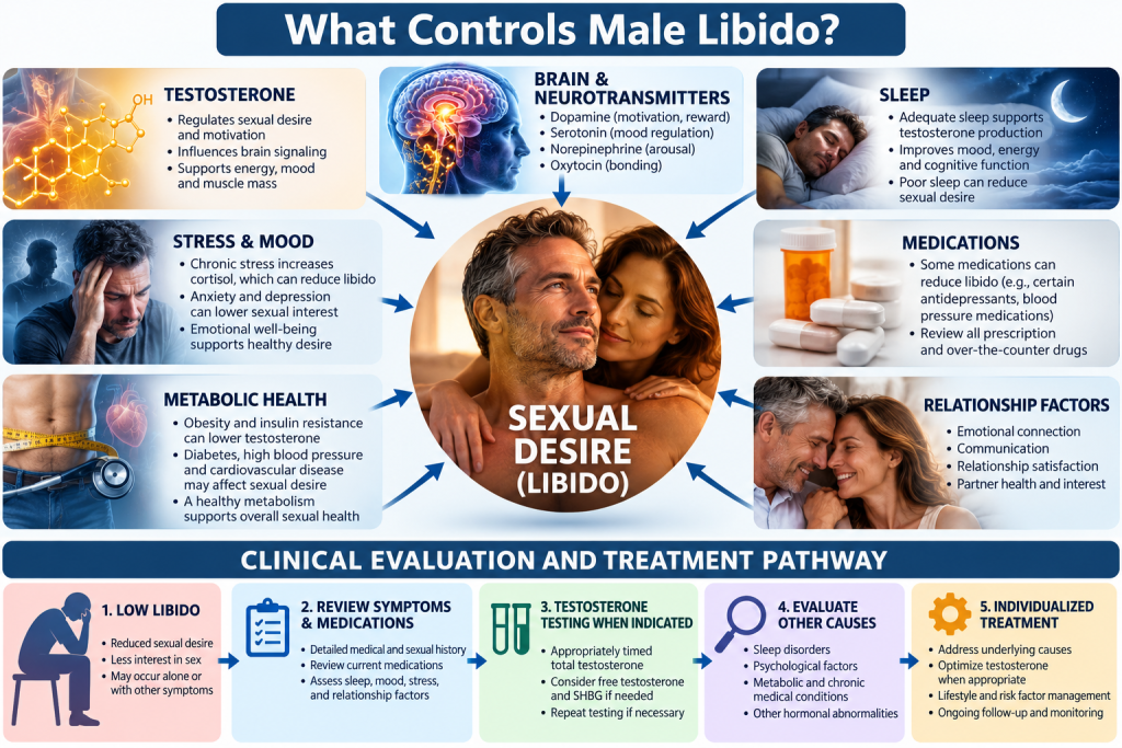 Low testosterone and libido factors infographic