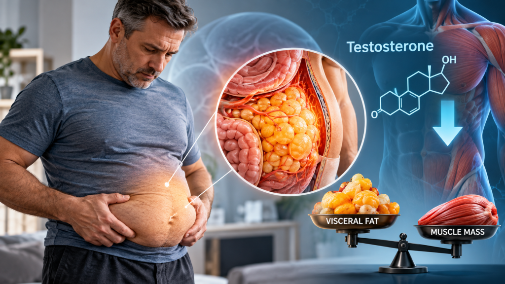 Low testosterone and belly fat in men
